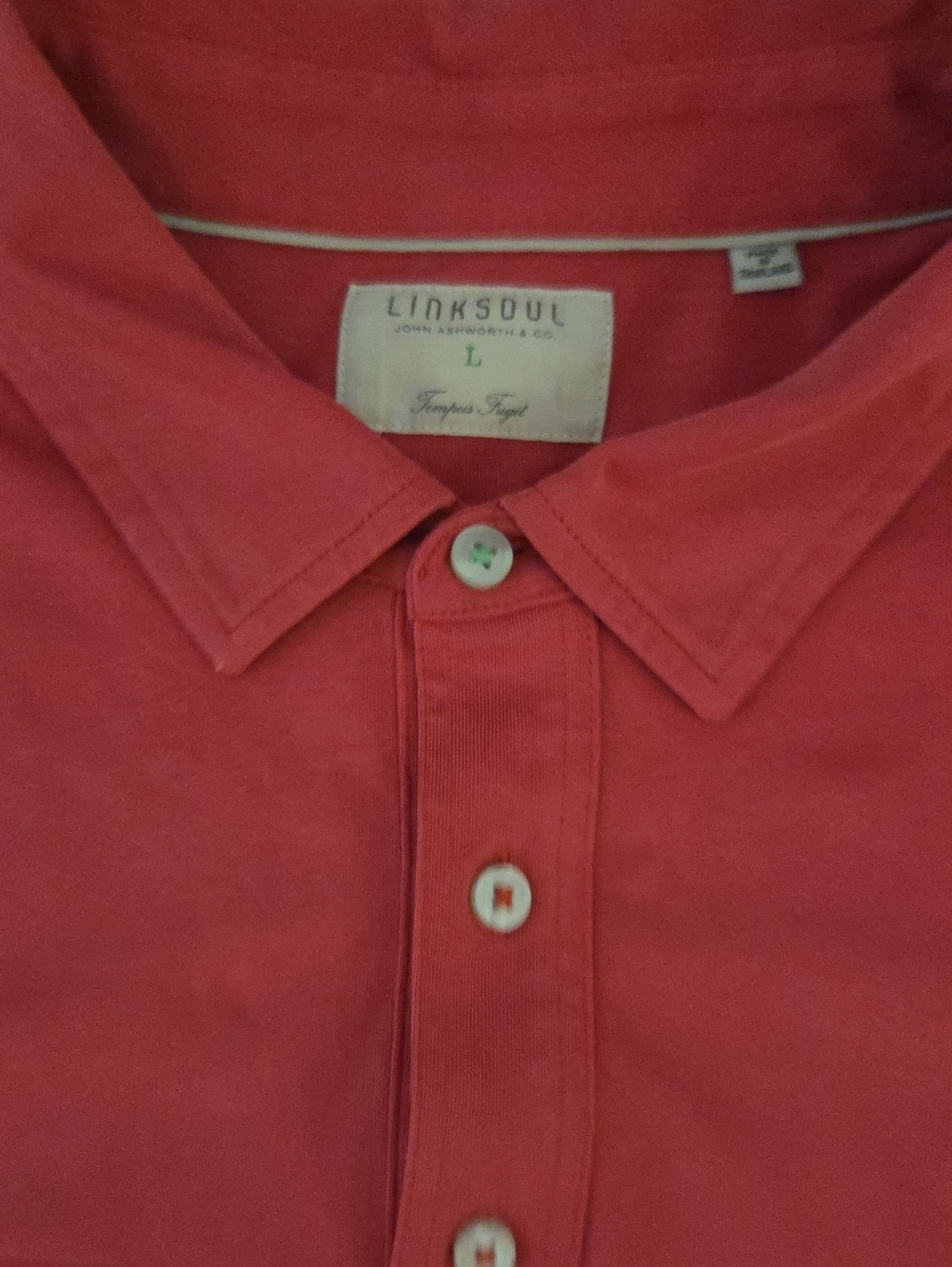Linksoul Men's Coral-Red Polo with Pocket And Classic Collar, L